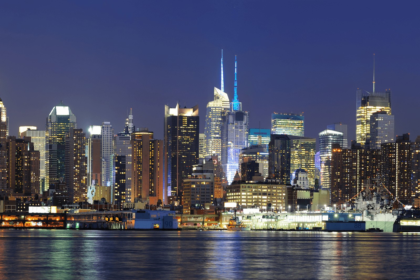 view of New York city at night