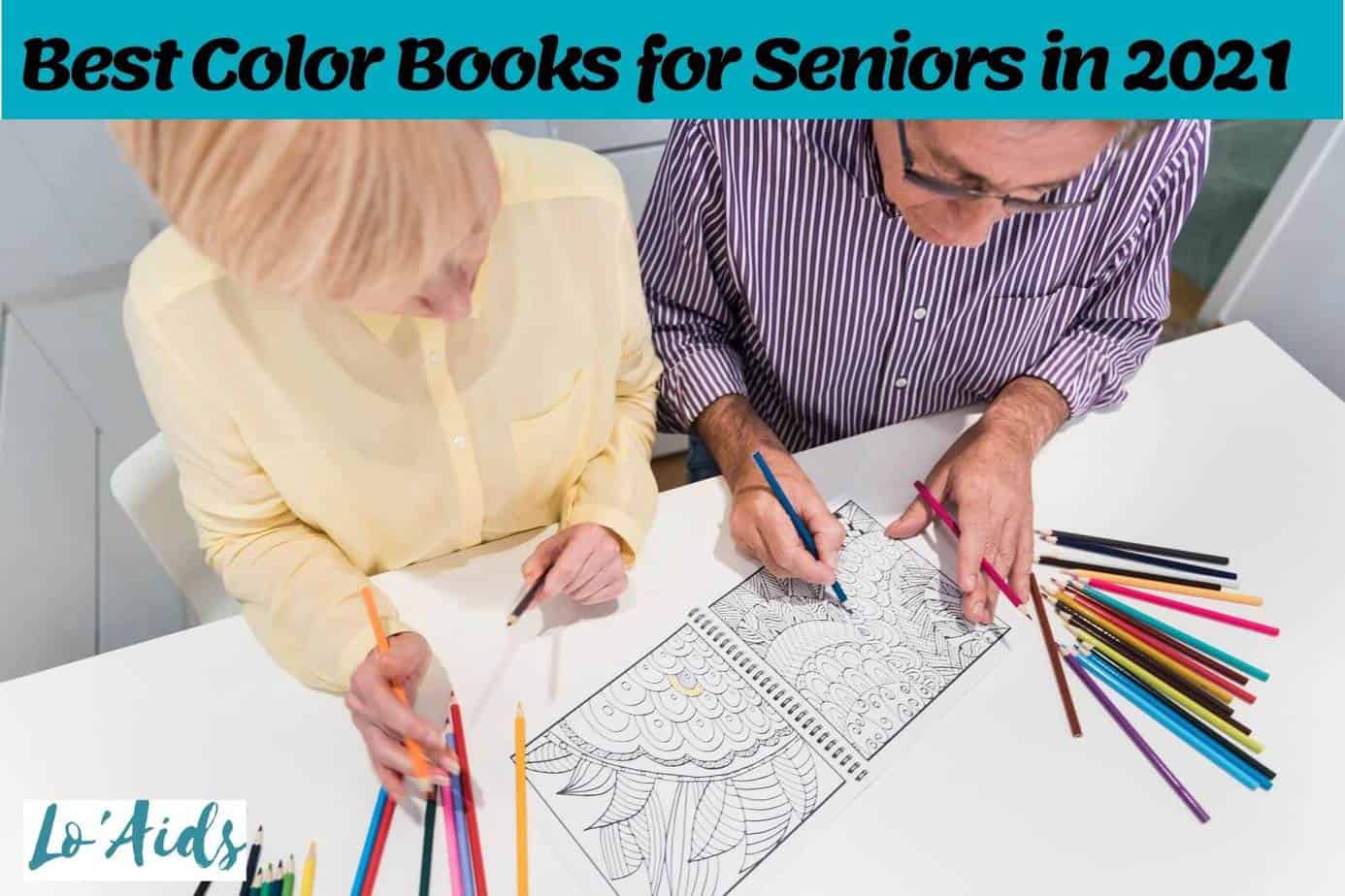 senior couple relaxing while using color books for seniors