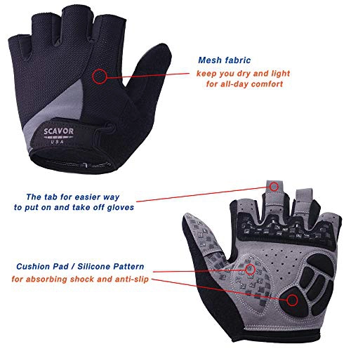 SCAVOR Padded Fingerless Mountain Biking Mesh Gloves