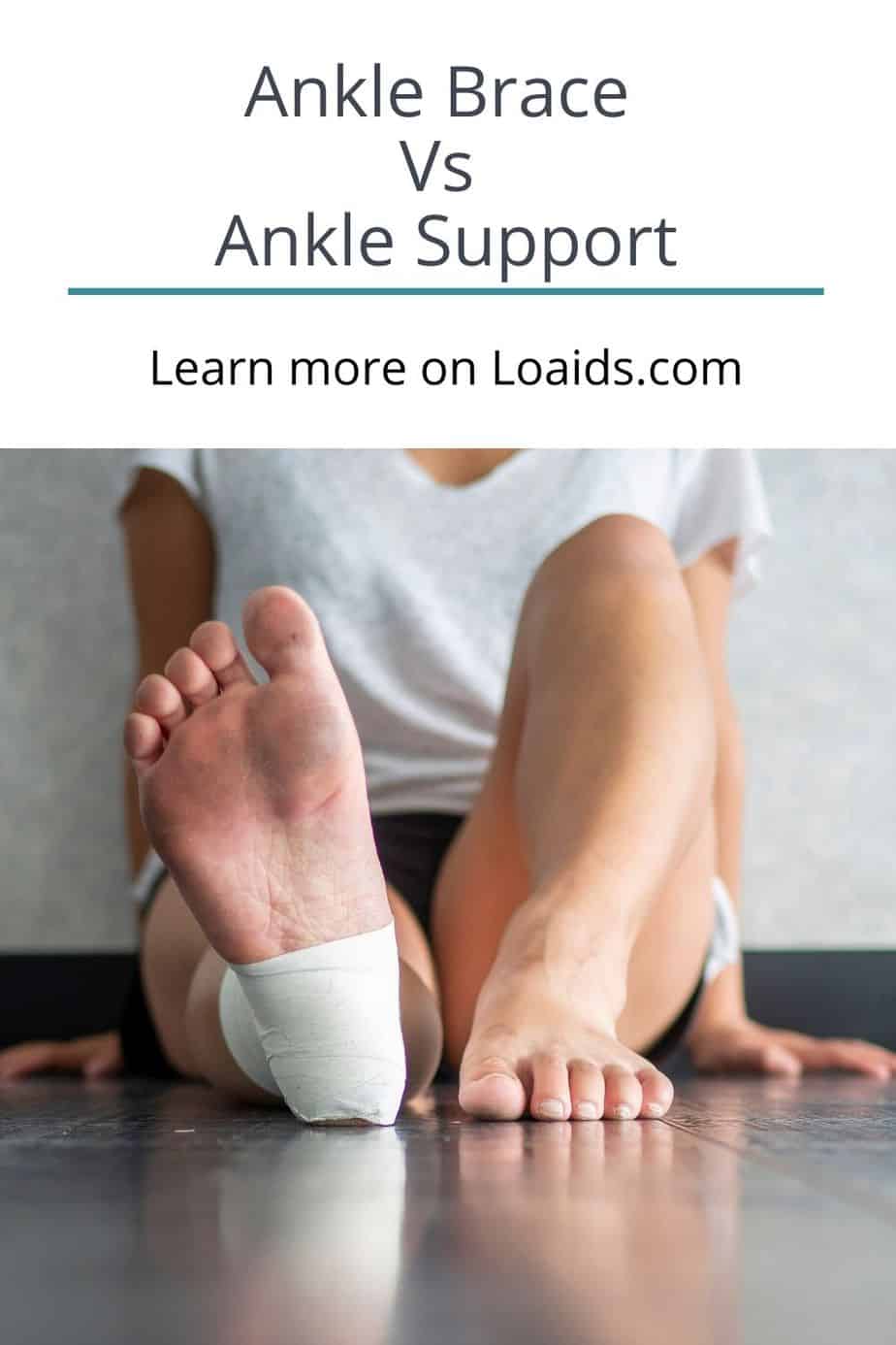 lady sitting on the floor with an ankle support
