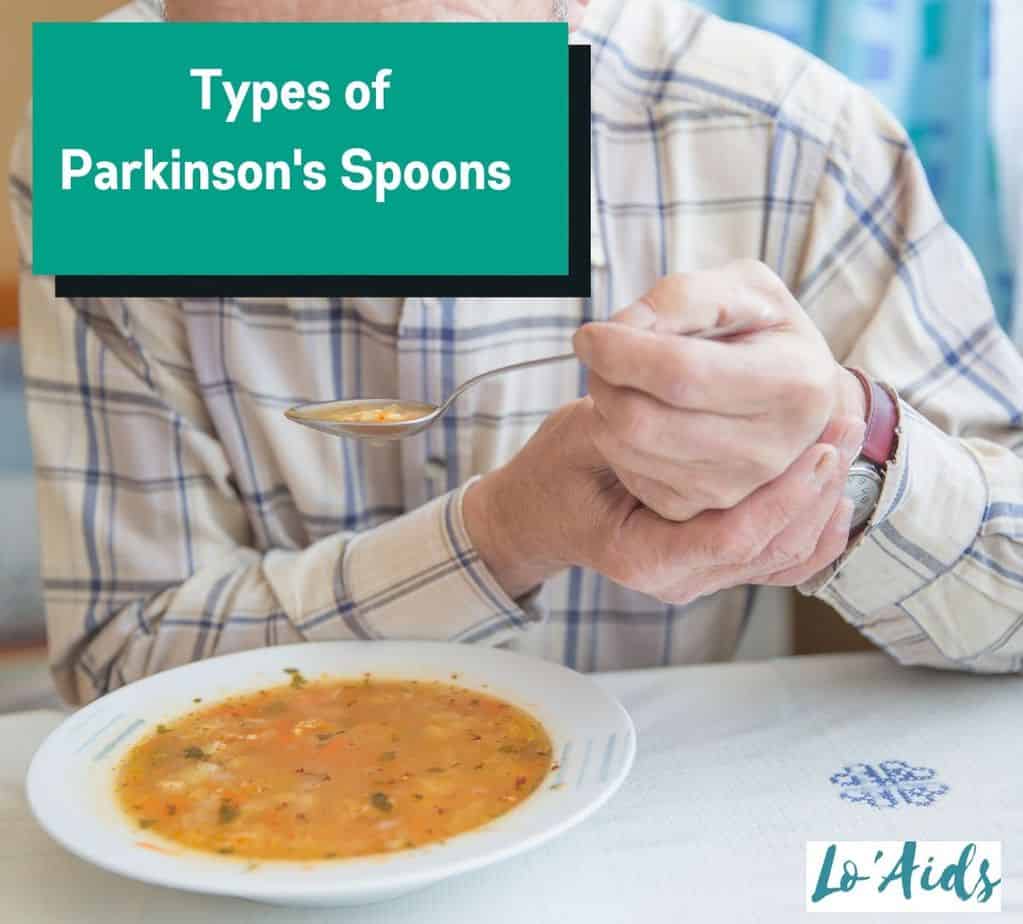 man eating a soup using a Parkinson spoon