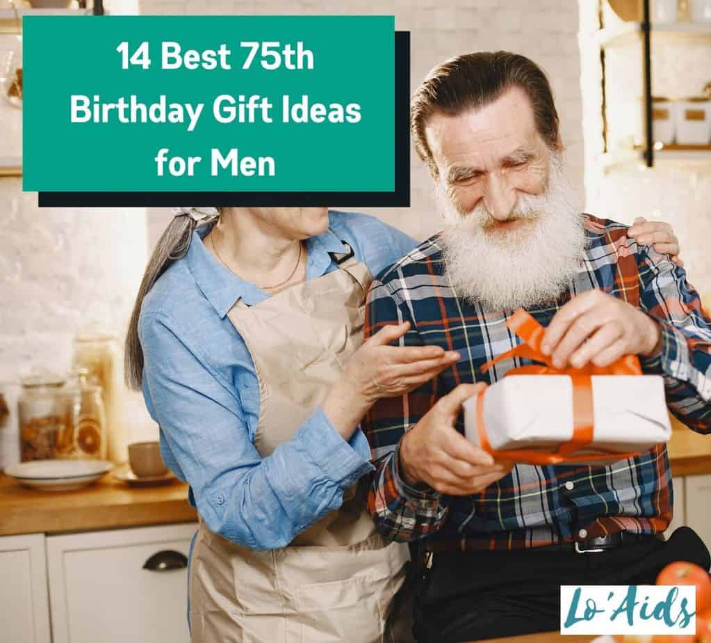 senior opening his best 75th birthday gift ideas for men