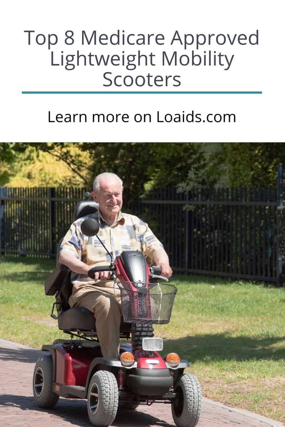 senior man riding on the lightest mobility scooter