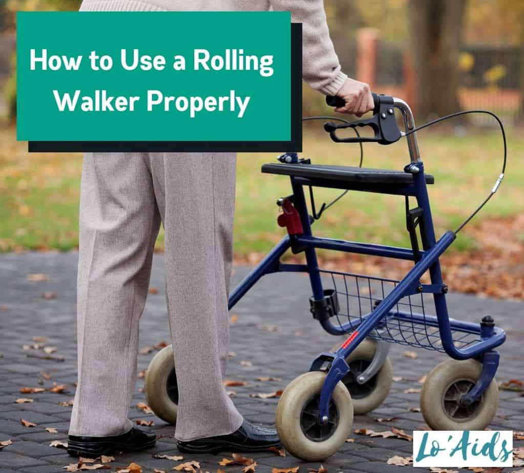 man showing how to use a rolling walker properly