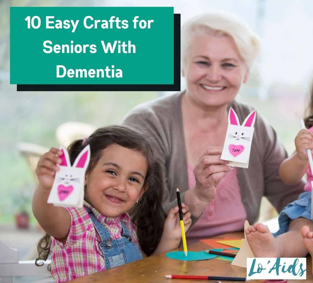 woman doing some easy crafts for seniors with dementia with her granddaughter