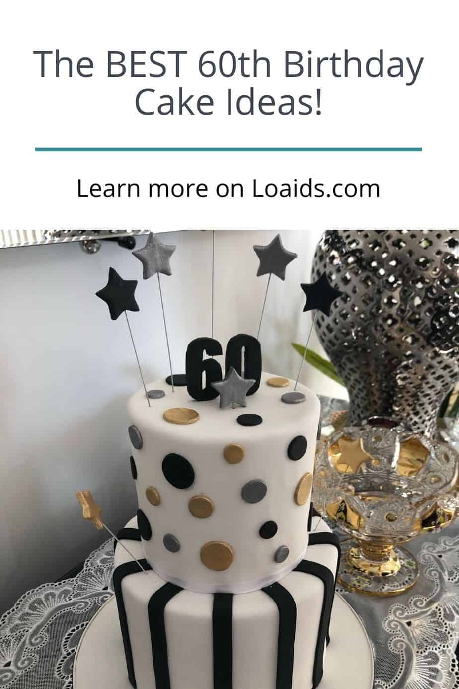 black and white 60th birthday cake