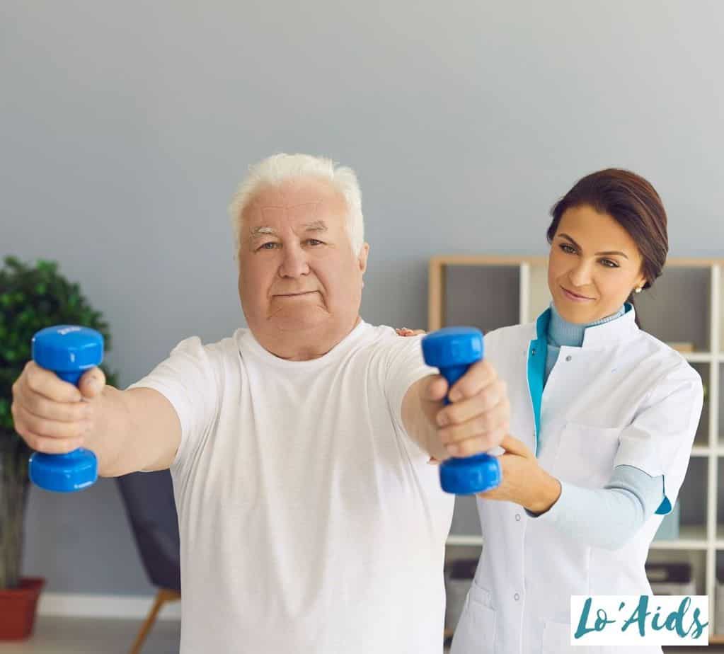 elderly getting a physical therapy