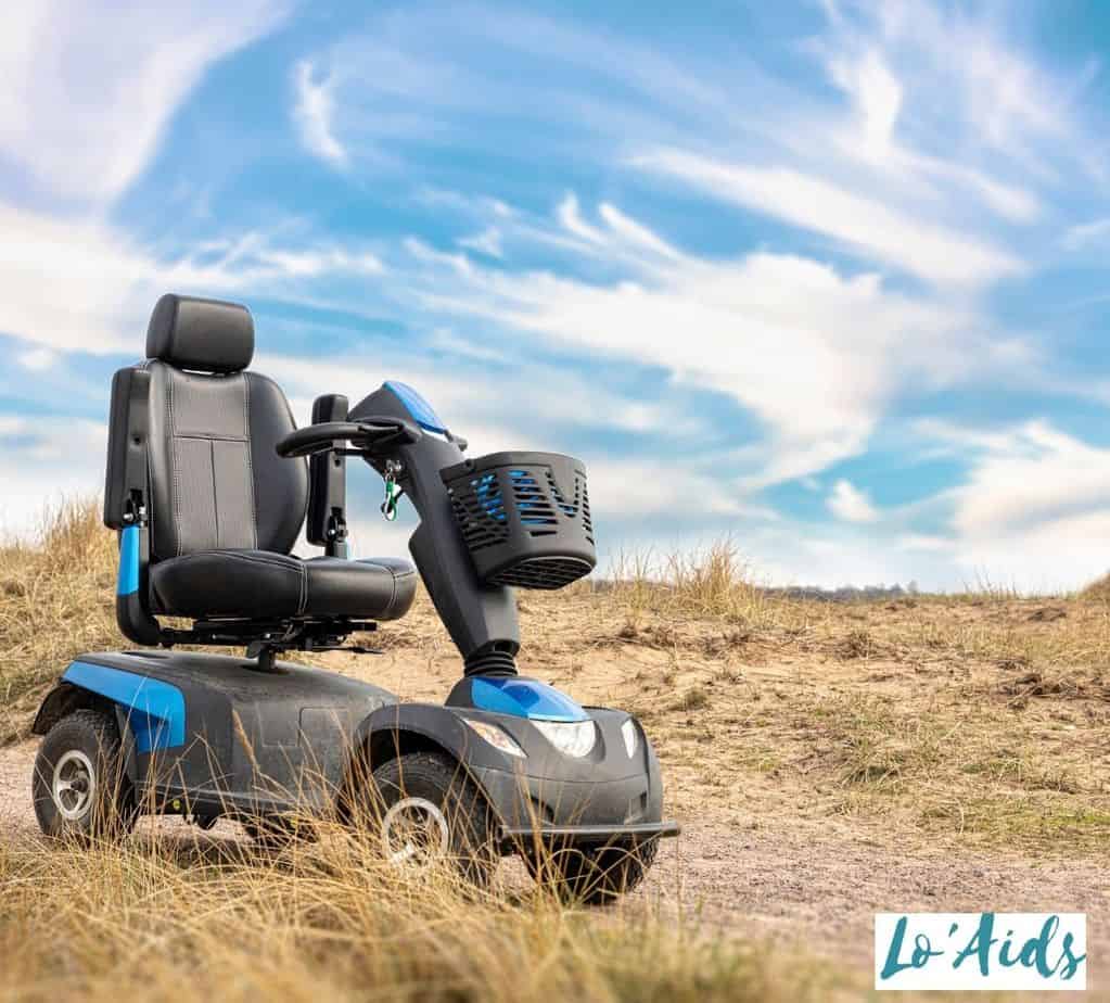 a power wheelchair that's placed in a rough terrain