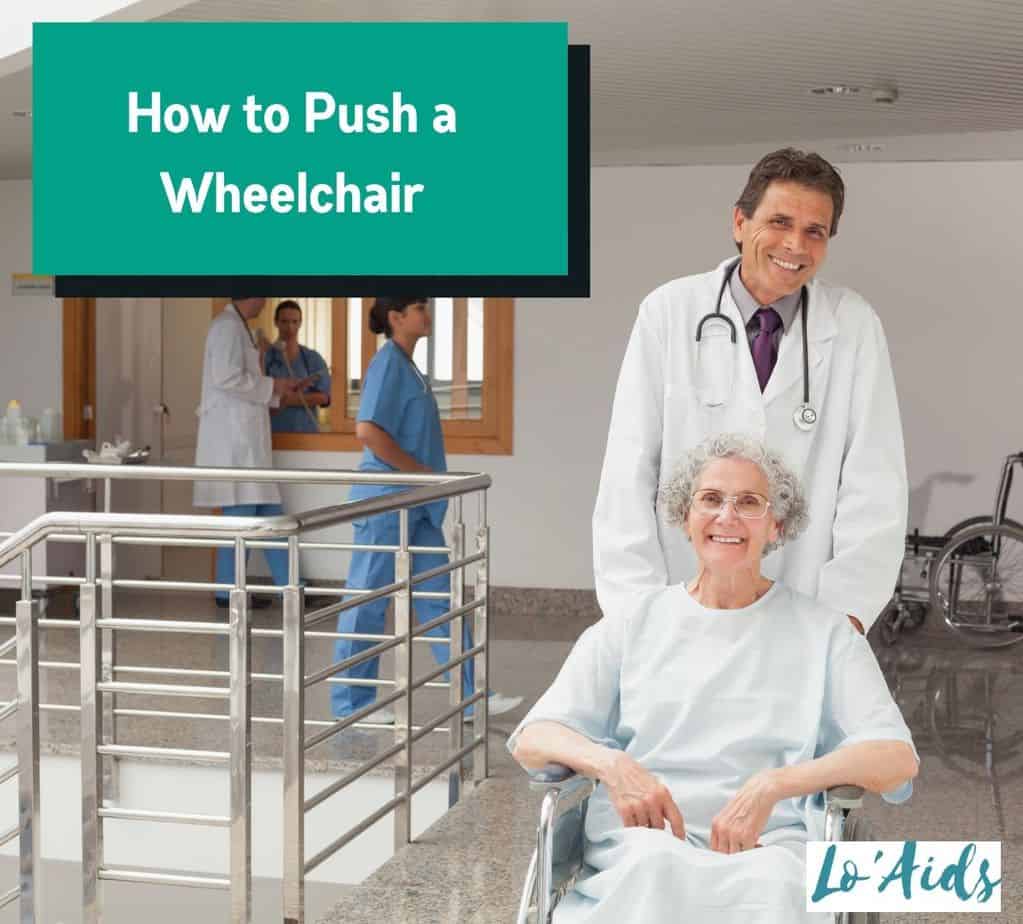 doctor pushing a patient on a wheelchair