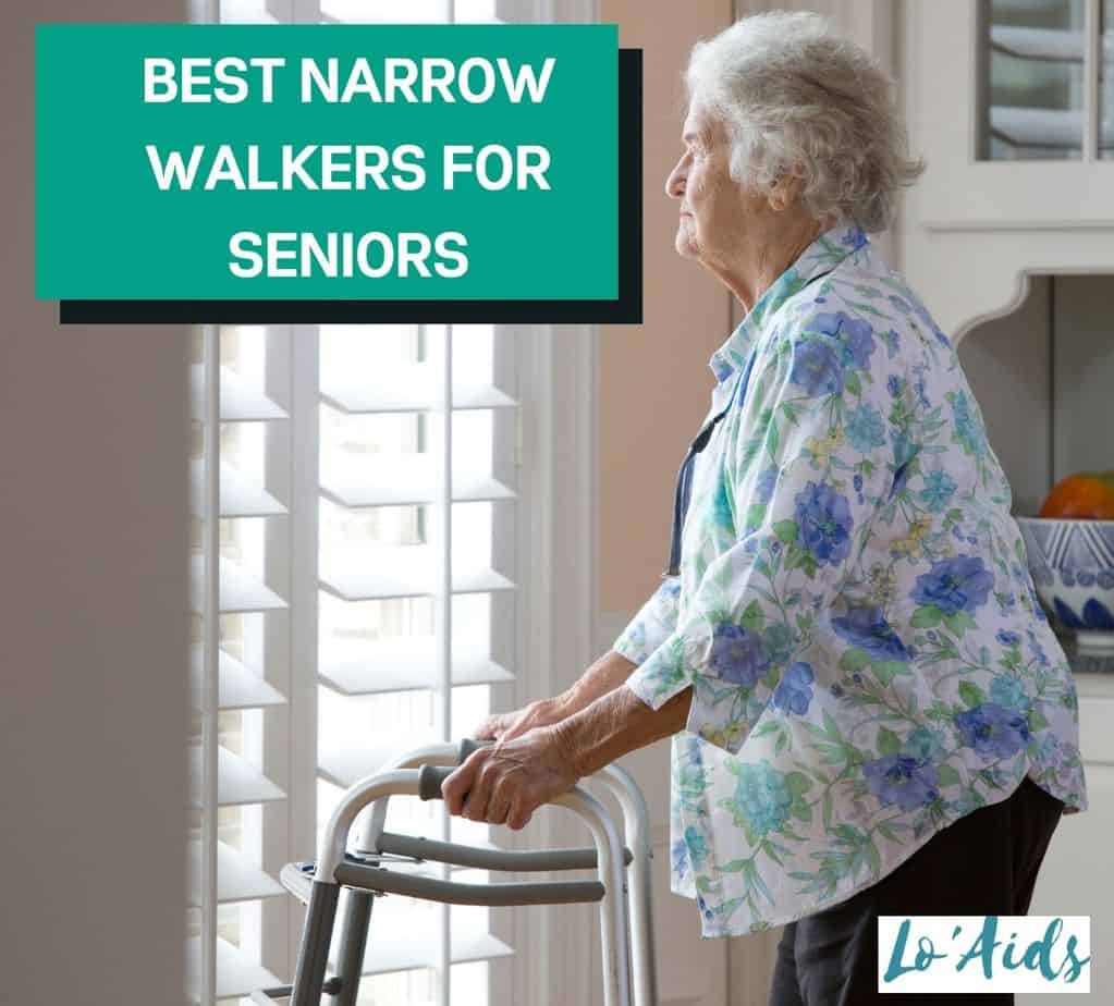 elderly lady moving with a walker indoors