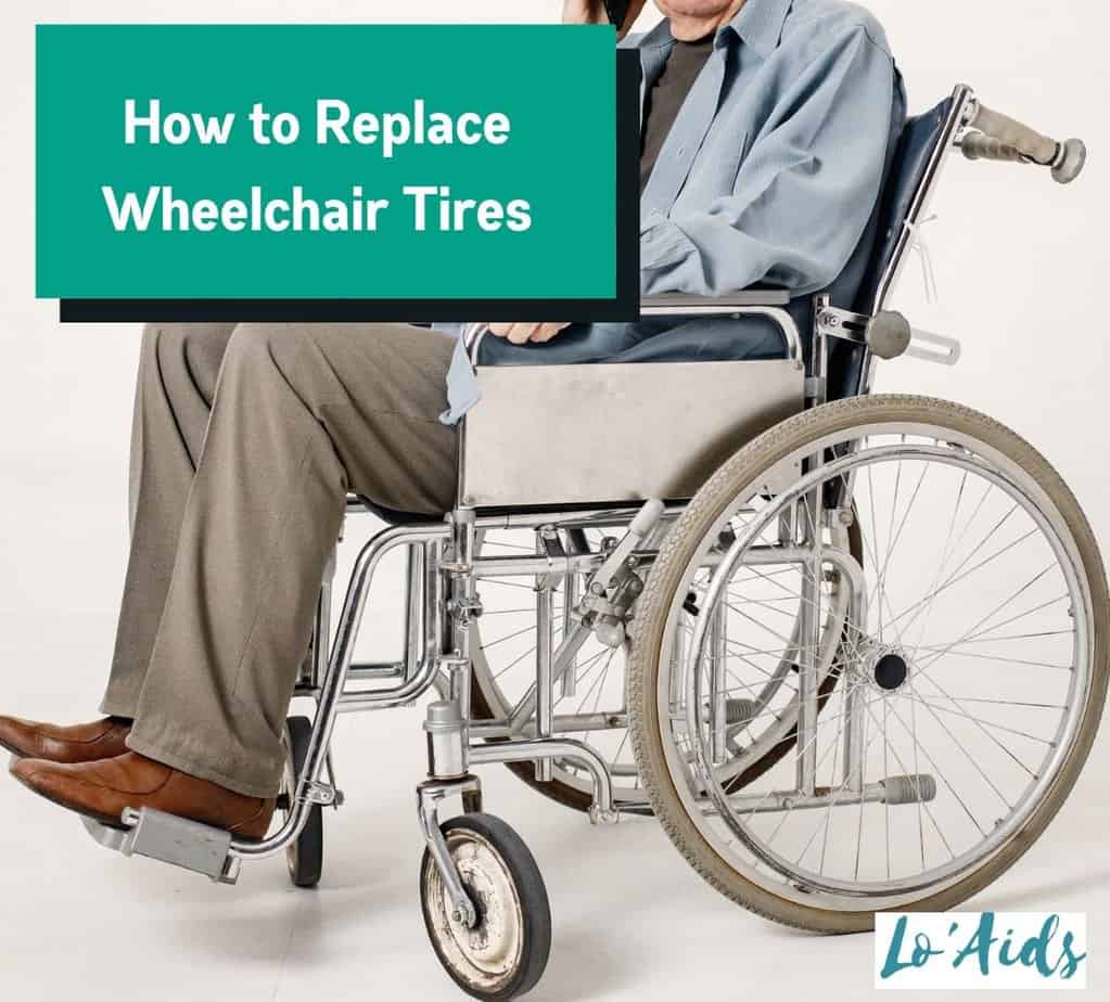 senior in a wheelchair beside how to replace wheelchair tires poster