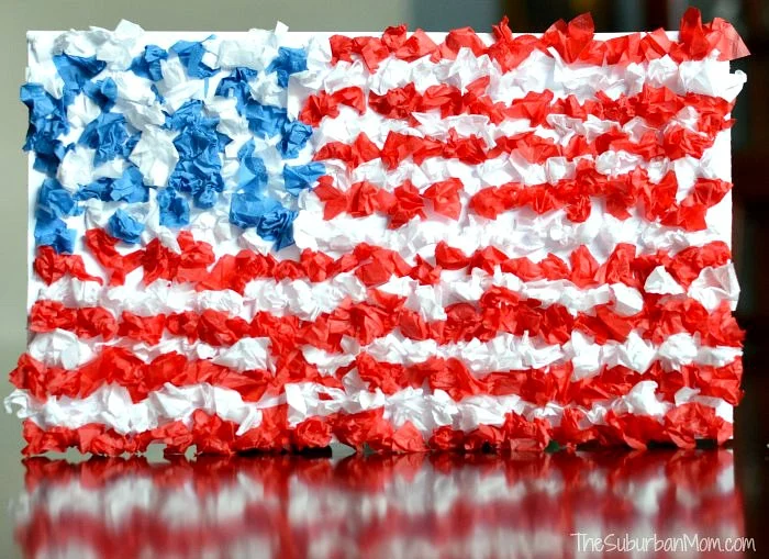 Easy 4th of July Flag Kids Craft under title veteran's day crafts for seniors