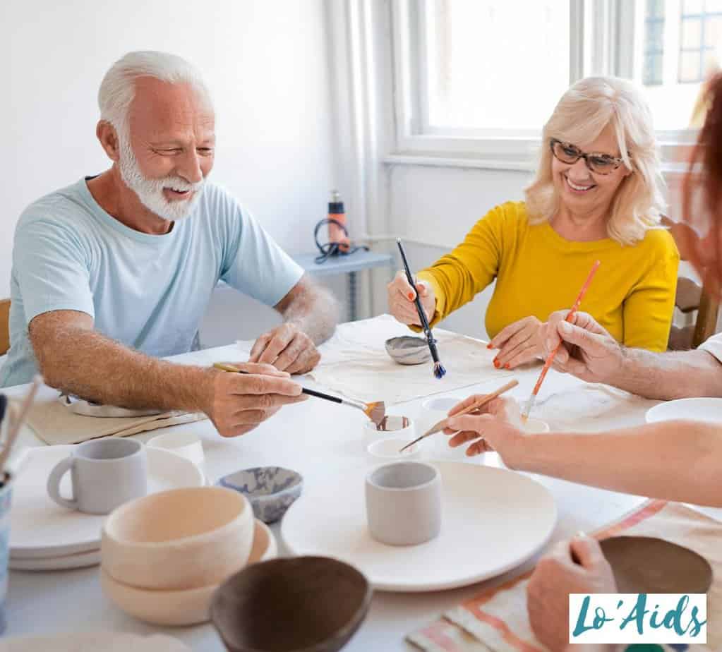 painting clay pot class for seniors