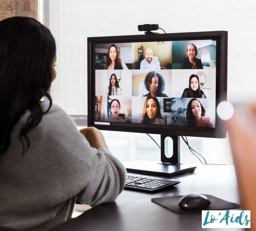 lady attending a zoom meeting