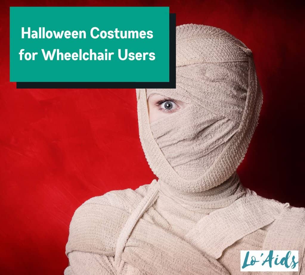 lady wearing a mummy costume as Spooky Clever Halloween costumes for wheelchair users