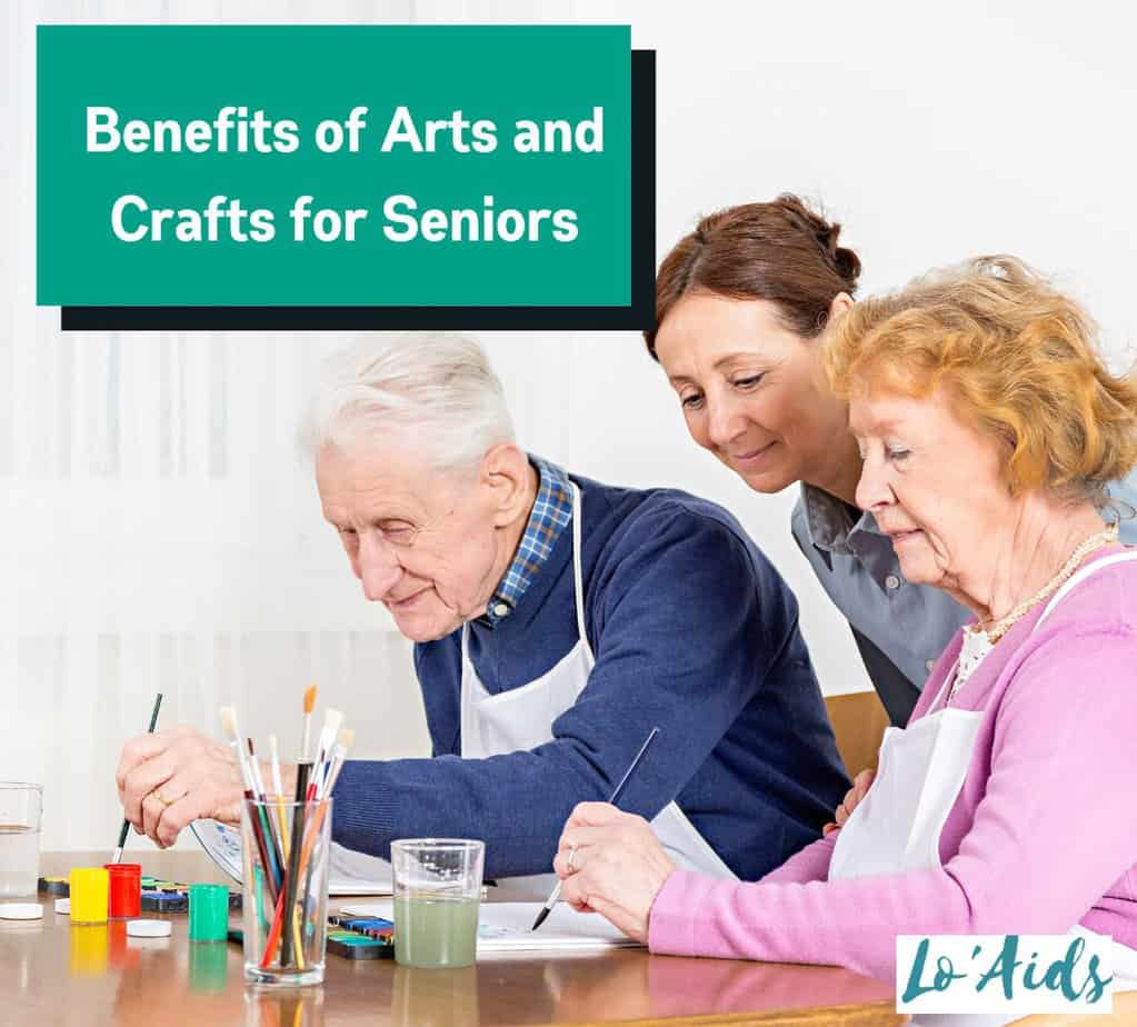 seniors making crafts as girl told them the benefits of arts and crafts for seniors