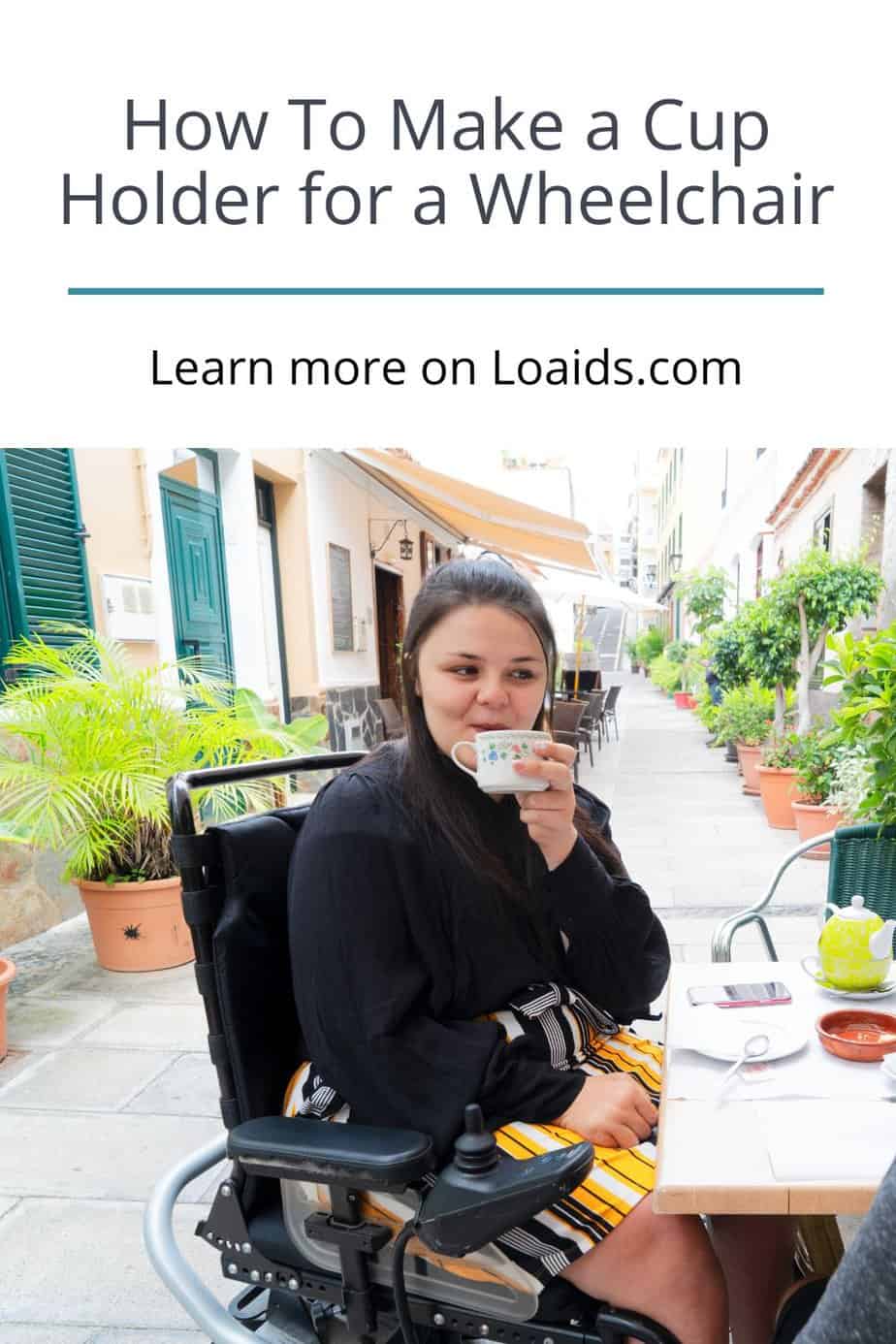 lady in a wheelchair drinking a coffee