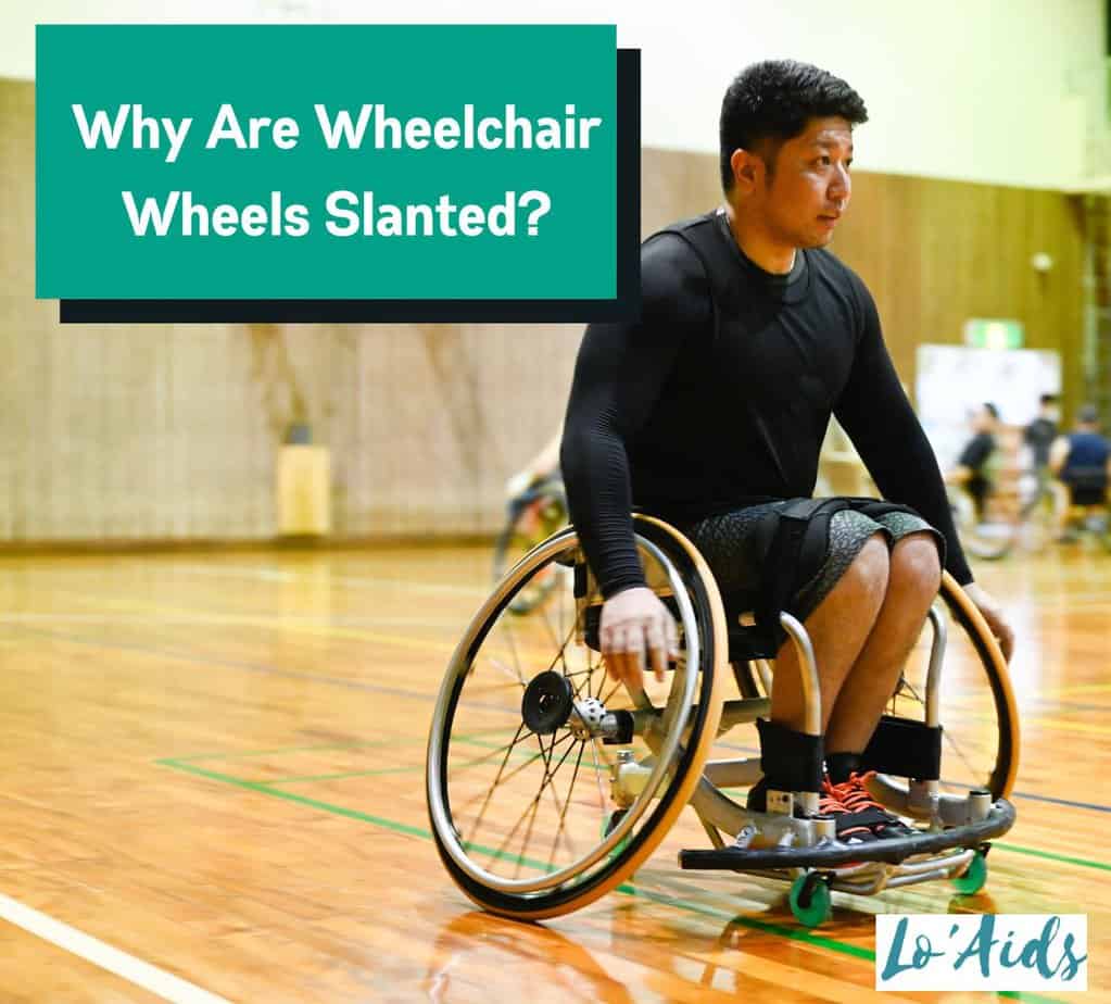 men on a slanted wheelchair, why are wheelchair wheels slanted