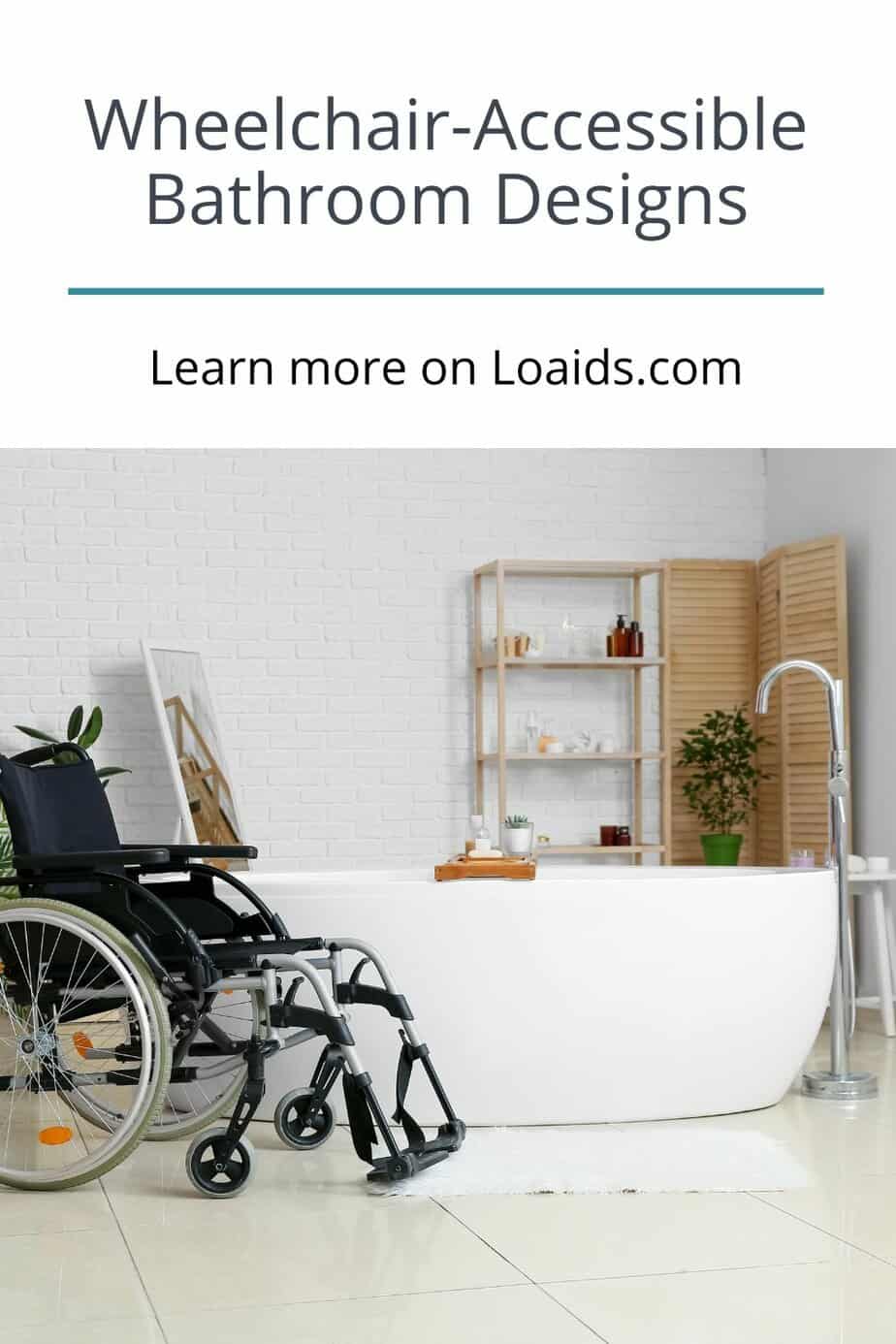 wheelchair beside a bathtub
