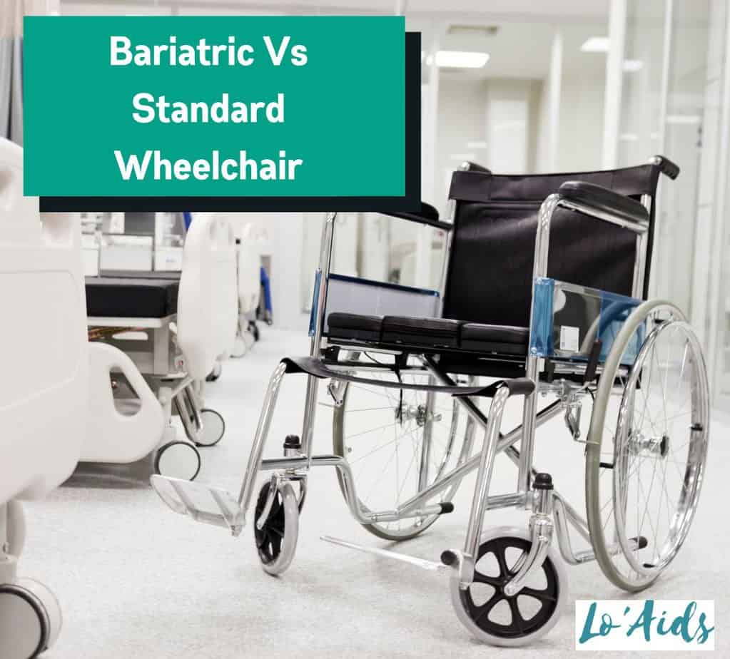 a large wheelchair beside "bariatric wheelchair vs standard wheelchairs" text