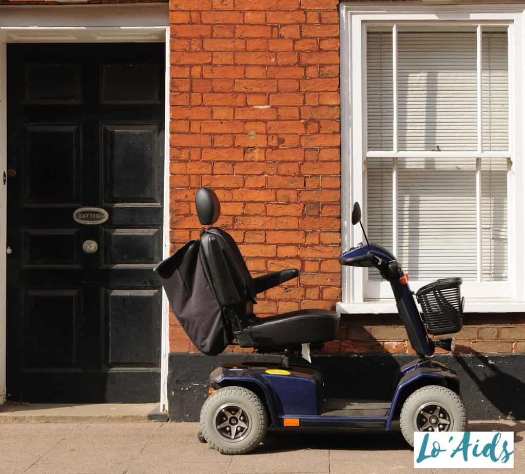 a mobility scooter in front of door