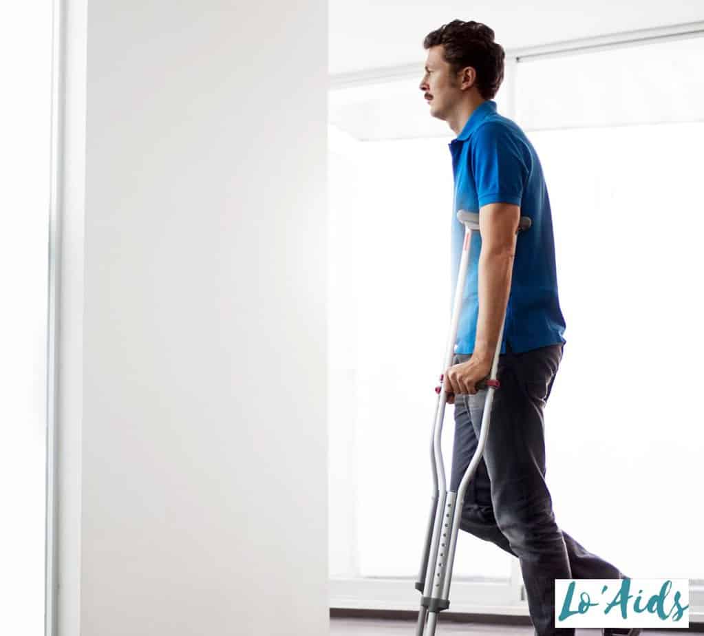 man using crutches for his ankle sprain (Do You Get Crutches for a Sprained Ankle?