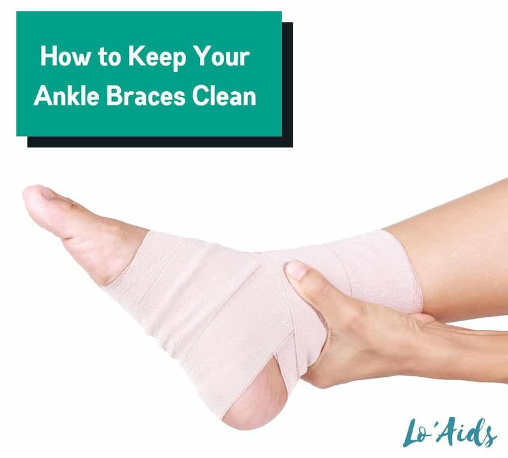 man holding his ankle with braces (how to clean ankle braces)