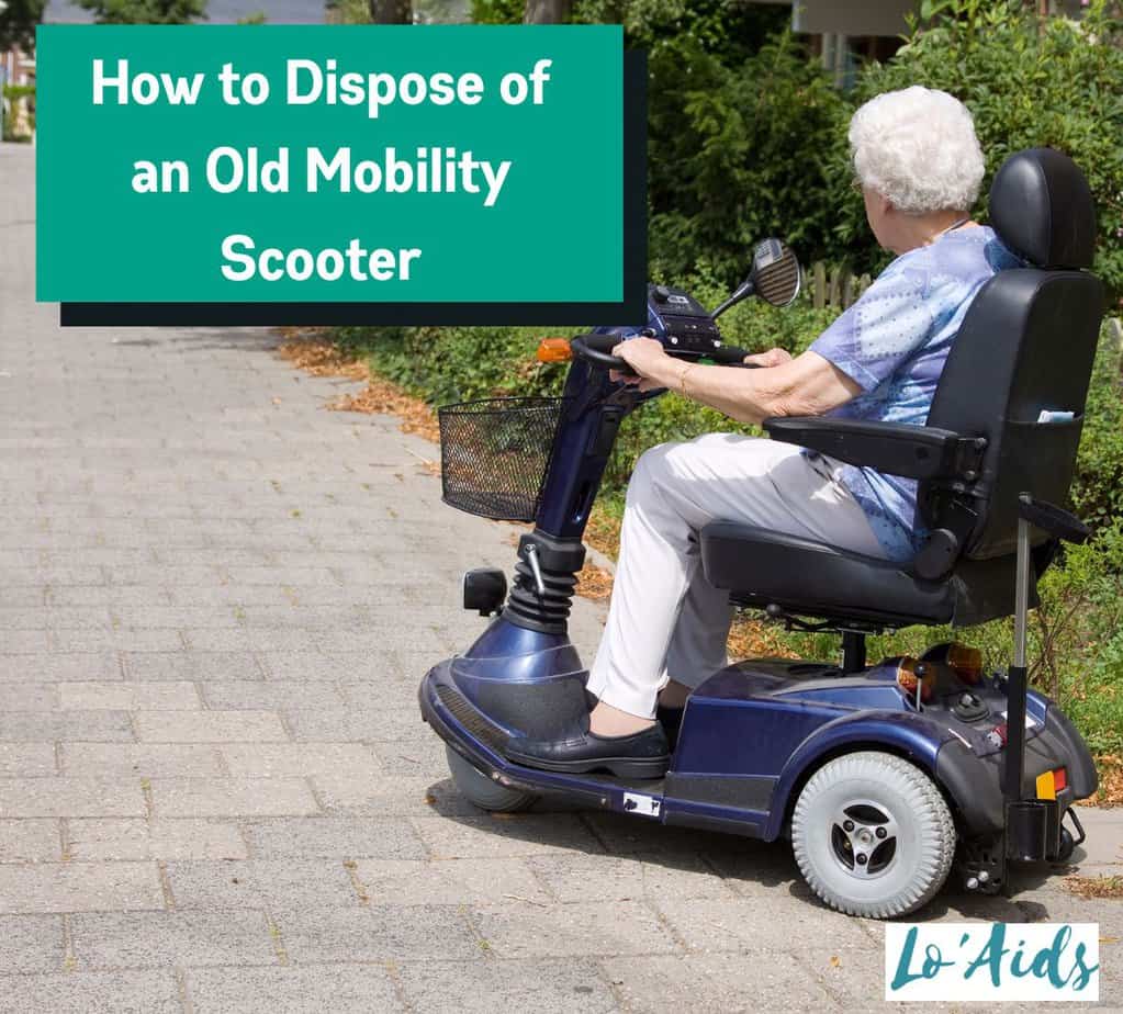 senior woman riding a mobility scooter (how to dispose of an old mobility scooter)