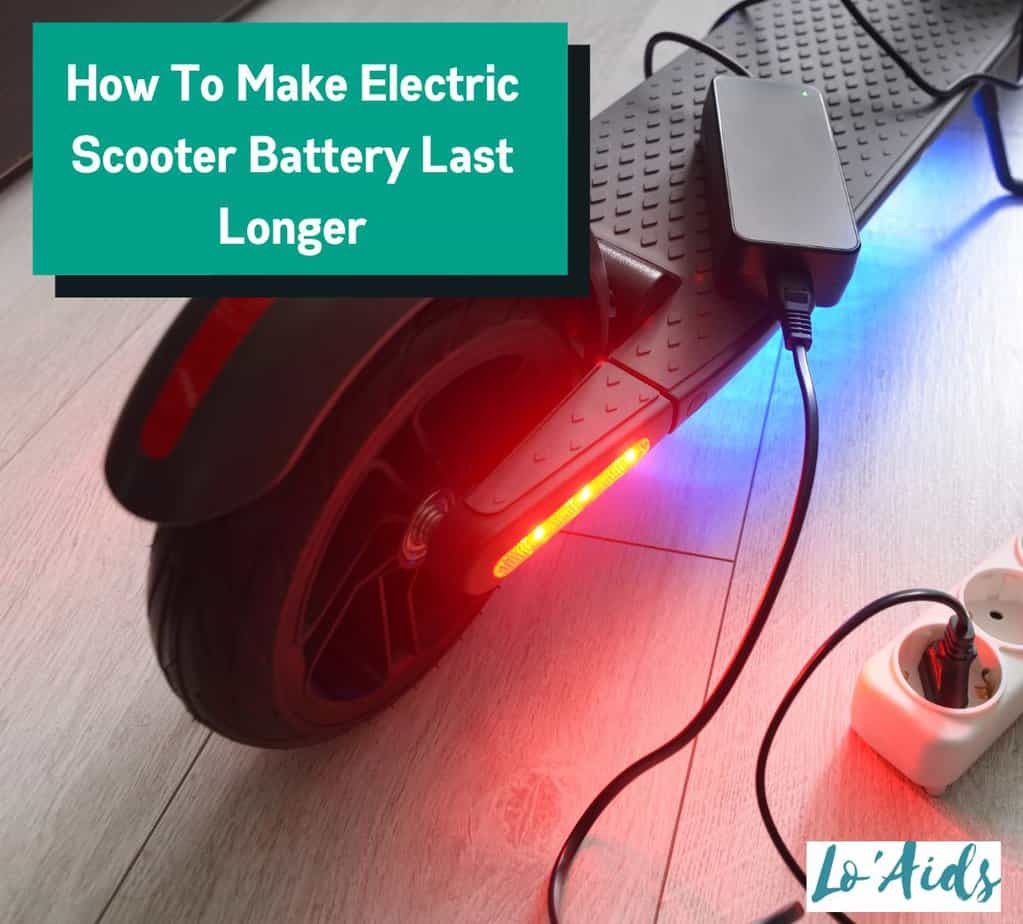 electric scooter charging beside "How To Make Electric Scooter Battery Last Longer" text