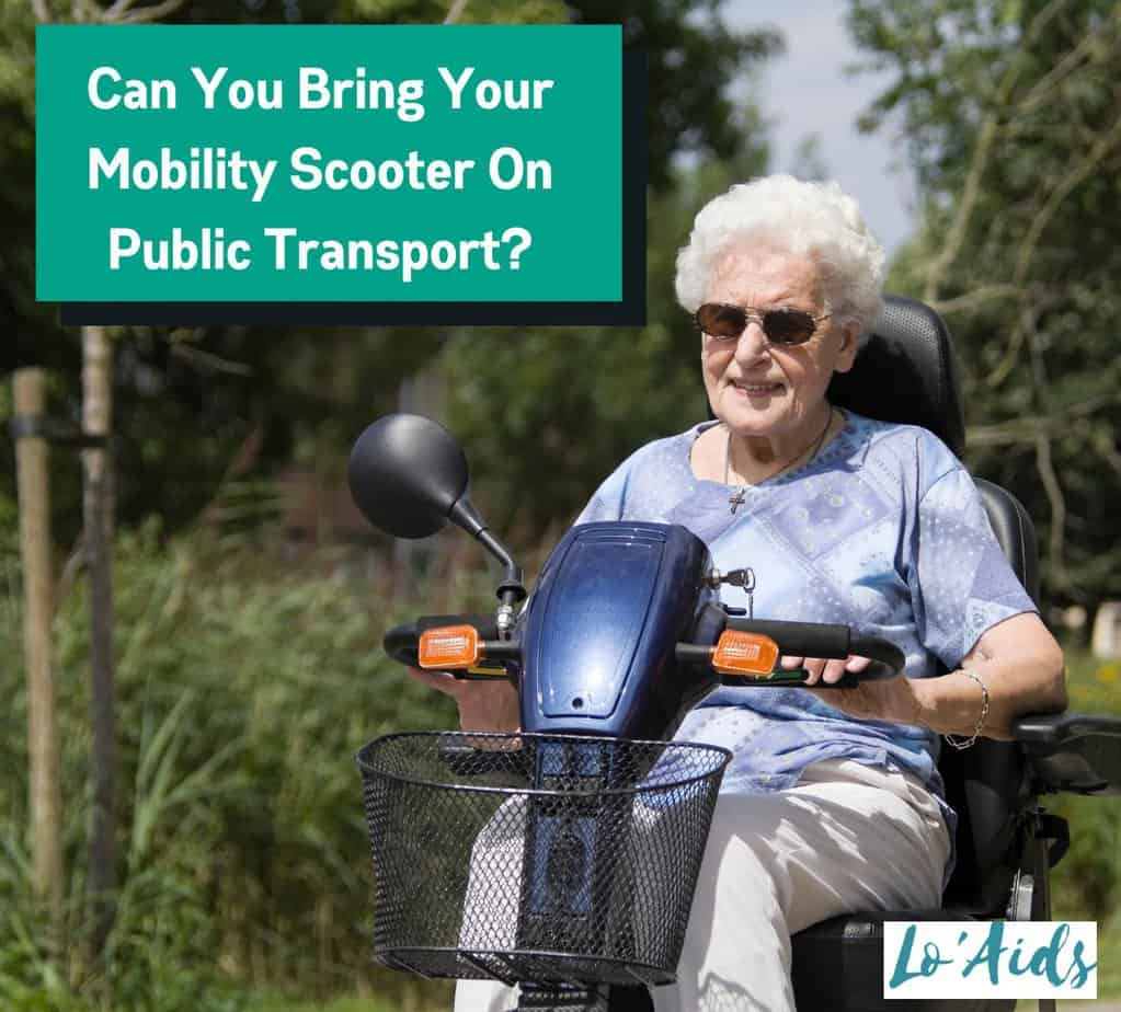 senior woman driving a mobility scooter but can mobility scooters go on public transport?