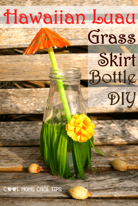 Adorable Hawaiian Luau Grass Skirt Bottle