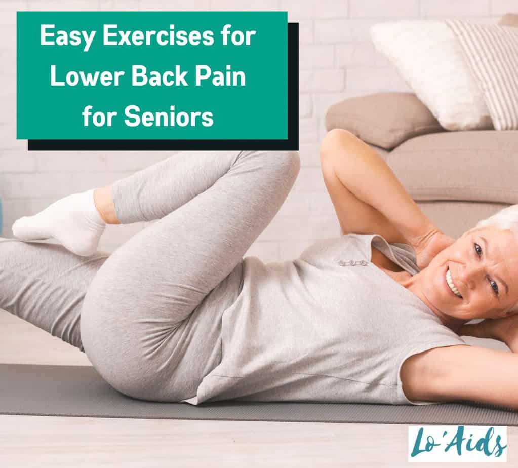 senior woman showing some exercises for lower back pain for seniors.