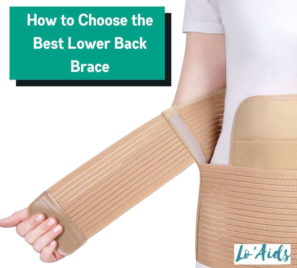 WOMAN SHOWING HOW TO PUT ON A LOWER BACK BRACE