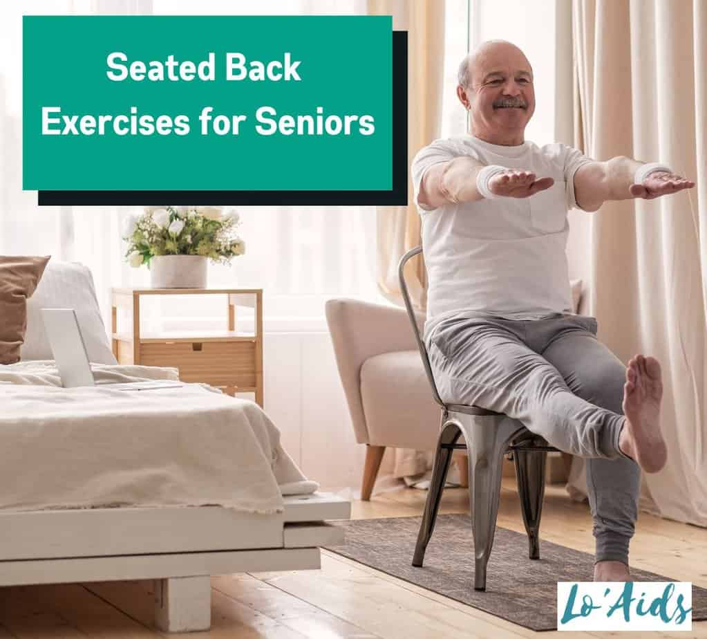 a man doing some seated back exercises for seniors