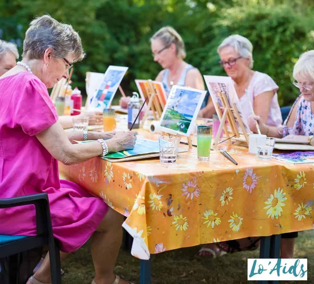 seniors in a painting class