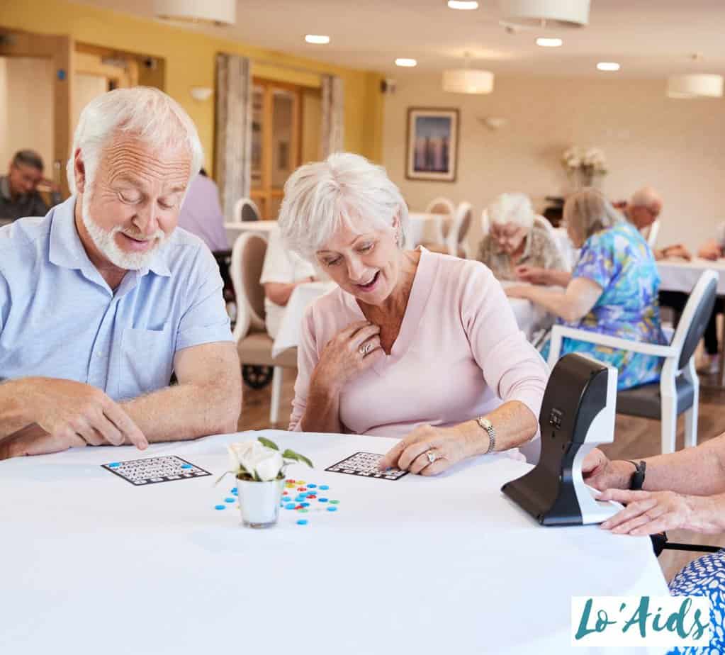senior citizens playing bingo